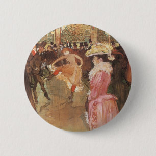 Bal in de Nachtclub door Toulouse Lautrec Ronde Button 5,7 Cm