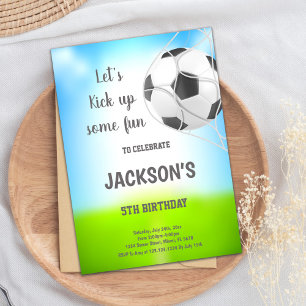 Bal in het Net Voetbal Verjaardag Uitnodiging