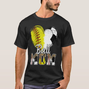 bal mam hart softbal voetbal sport vrouwen moeder t-shirt