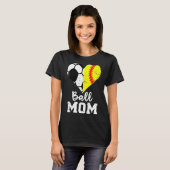 Bal Mama Hart Voetbal Softbal Mam T-shirt (Voorkant volledig)