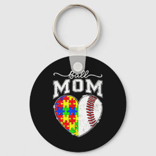 Bal mama mama autisme bewustzijn dag honkbal hart sleutelhanger