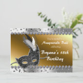 Bal Masqué Invitation Argent Or (Debout devant)