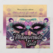 Bal masqué Masque à cils colorés Invitation (Devant / Derrière)
