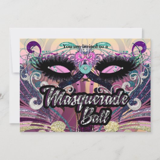 Bal masqué Masque de Cils Colorés Invitation (Devant)