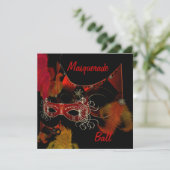 Bal masqué Masques Rouge Noir Invitation Fête (Debout devant)