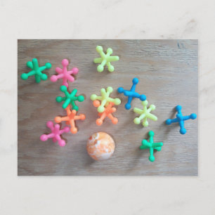 Bal met Kleurrijke Jacks Opgegooid aan boord Briefkaart