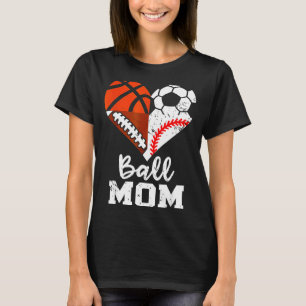 Bal Moeder Hart Grappig Voetbal Basketbal Honkbal T-shirt