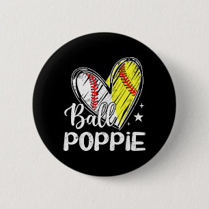 Bal per Bal Hart Honkbal Softbal Ronde Button 5,7 Cm