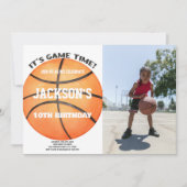 Bal photo plein Basketball Ball Invitations blanch (Devant)