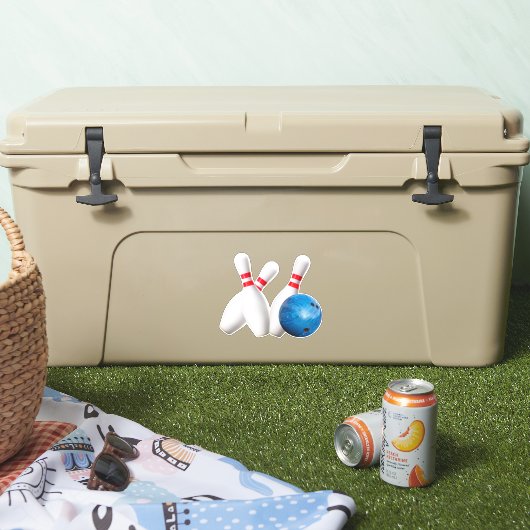 Bal & Pins de Bowling, Sticker en Vinyle (Glacière)