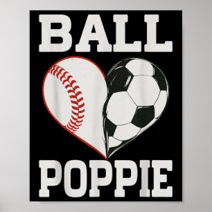 Bal Poppie Honkbal Voetbal Speler Hart Liefde Poster