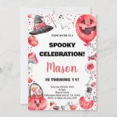 Bal rouge Halloween Invitations d'anniversaire (Devant)