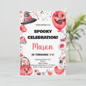 Bal rouge Halloween Invitations d'anniversaire (Debout devant)
