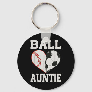 Bal Tante Baseball Voetbal Speler Hart Liefde Sleutelhanger