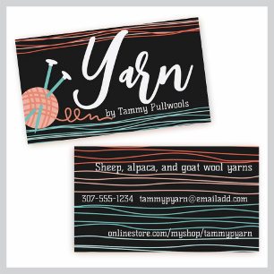 bal van garen breien naalden breien ambachten visitekaartje