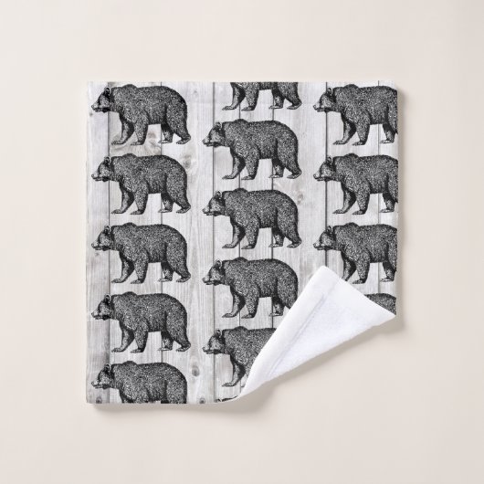 Balade Rustique Ours Shiplap Ensemble de serviette (Gant de toilette)