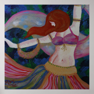 Baladi, Belly Dancer Beauful Art Poster Print