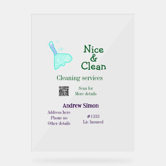 Balai nettoyant vert bleu gitter ajouter nom adres (Recto)
