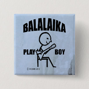 Balalaika Play Boy Vierkante Button 5,1 Cm