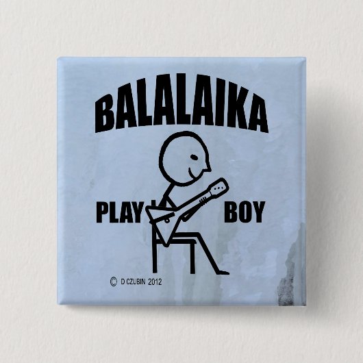 Balalaika Play Boy Vierkante Button 5,1 Cm (Voorkant)