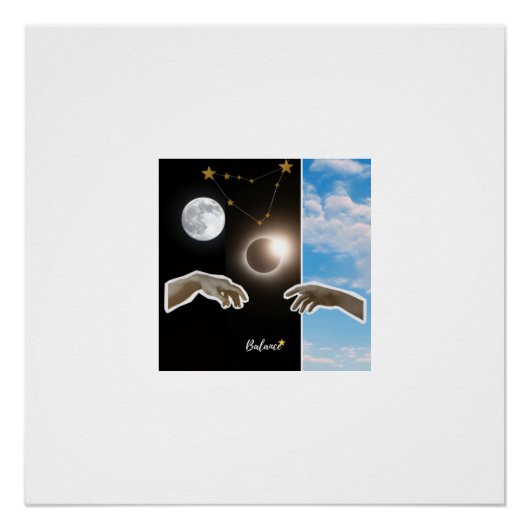 Balance Astrology Eclipse and Moon Surreal Poster (Devant)