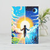 Balance of Worlds - Futuristische Pixel Art Tech Kaart (Staand voorkant)