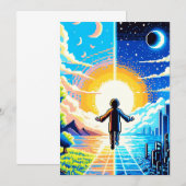 Balance of Worlds - Futuristische Pixel Art Tech Kaart (Voorkant / Achterkant)