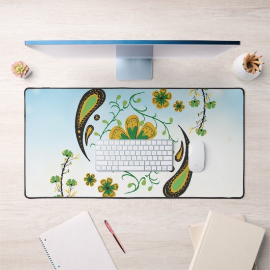 Balanced Bloom – Fleurs Vertes et Jaunes Douces (Bureau 1)