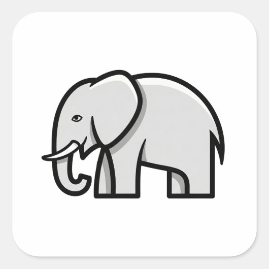 Balanced Minimal Elephant Illustration Vierkante Sticker (Voorkant)