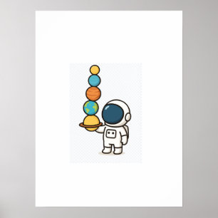 Balanceren van het universum - Kawaii Astronaut Wa Poster