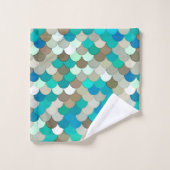 Balances de sirènes, Turquoise, Aqua, Taupe & Crèm (Gant de toilette)