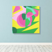 Balancing Act Yellow Background Canvas Print (Insitu (Houten vloer))