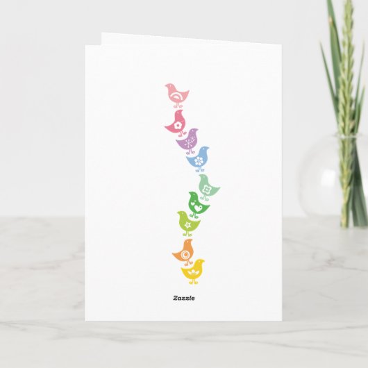 Balancing Rainbow Chicks Baby Faire-part Card (Dos)