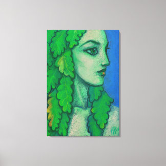 Balanis, droog, groene bladeren, bosgodin, kunst canvas afdruk