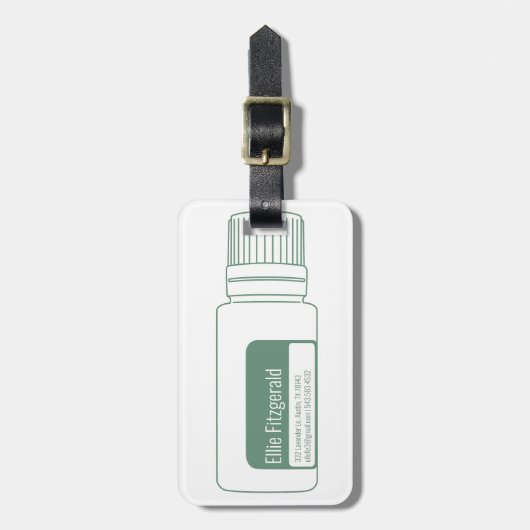 Balans Blauwgroen essenolie flesje Bagagelabel (Voorkant verticaal)