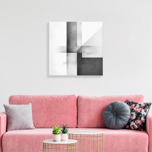 Balans in contrast – minimalistische grijsschaal canvas afdruk (Insitu (Woonkamer))