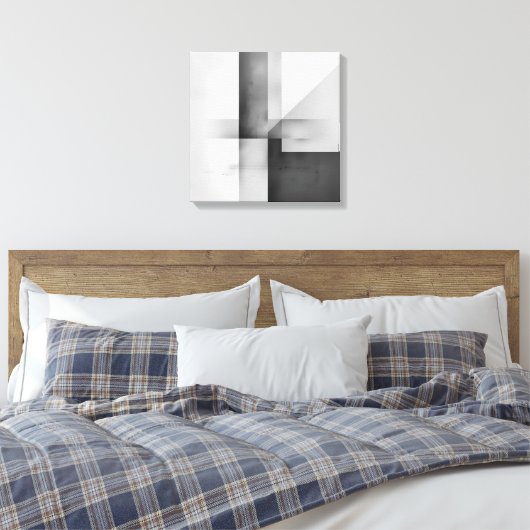 Balans in contrast – minimalistische grijsschaal canvas afdruk (Insitu (Slaapkamer))