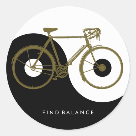 BALANS VINDEN / yin yang fiets Ronde Sticker (Voorkant)