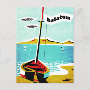 Balaton-meer, vissersboot op de kust, Hongarije Briefkaart