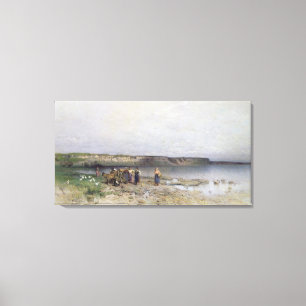 Balatonmeer met de Shore of Akarattya, 1885 Canvas Afdruk