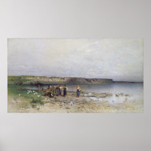 Balatonmeer met de Shore of Akarattya, 1885 Poster