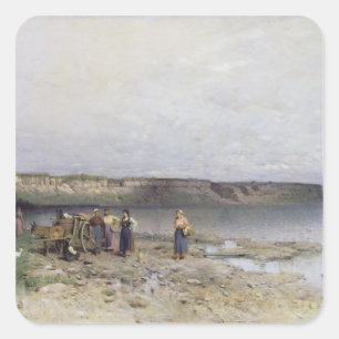 Balatonmeer met de Shore of Akarattya, 1885 Vierkante Sticker