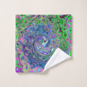 Balayage Abstrait marbré vert et violet de chaux (Gant de toilette)