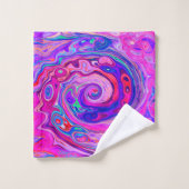 Balayage Abstrait rétro violet et orange (Gant de toilette)