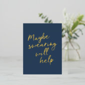 Balayage Cheeky Snarky Dire Gold Foil Carte postal (Debout devant)