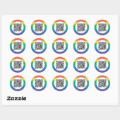 Balayage QR code rainbow Classic Round Sticker (Feuille)