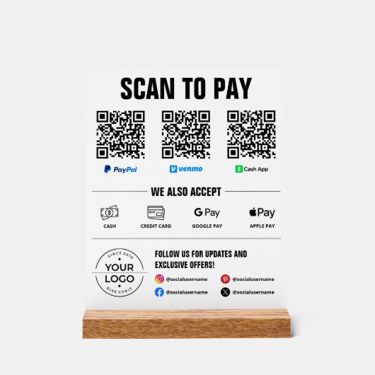 Balayage tout-en-un pour payer Signal PayPal Venmo (Recto)