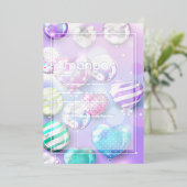 Balballon Bokeh Birthday Party Folie Uitnodiging (Staand Voorkant)