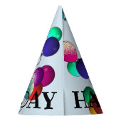 Balballon Happy Birthday Pet Colorful Fun Feesthoedjes (Achterkant)