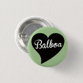 Balboa Black Heart Mint Ronde Button 3,2 Cm (Voorkant /achterkant)